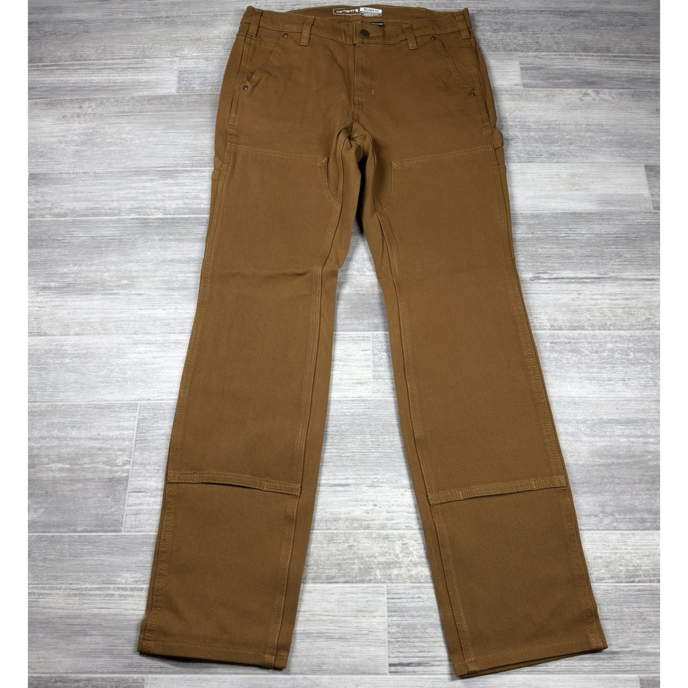 Carhartt Women's 8 Tall Rugged Flex Relaxed Fit Twill Double-Front Pants Brown